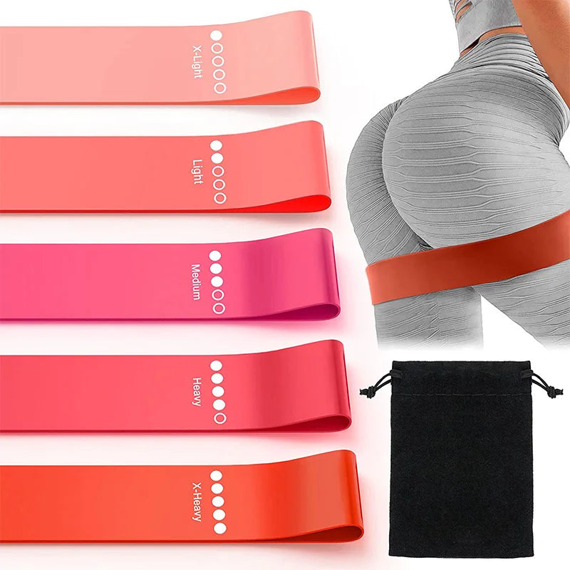 Custom Logo 5-Piece TPE Pink Workout Stretch Booty Fitness Elastic Resistance Exercise Loop Bands Set