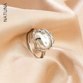 NATUNA Opal Pleated Ring Elegant Design Square Sterling Silver Pearl Promise Custom Rings 925