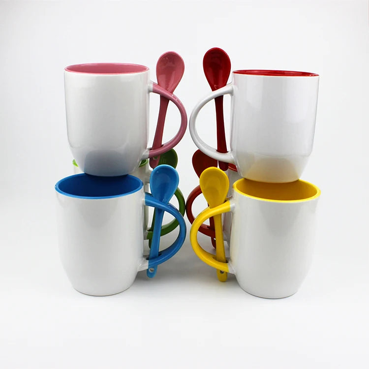 Customized 350ml Color Inside Ceramic Tea & Milk Sublimation Porcelain Coffee Mug