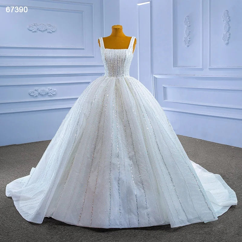 Jancember RSM67390 Glamorous Sequins Sleeveless Bridal Ball Gown Wedding Dress
