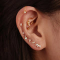 Fashion S925 Sterling Silver Inlaid Opal Ornament Diamond Earrings Flat Head Puncture Screw Earrings Hot Premium Earring