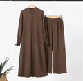 Chinlon Solid Dubai Eid Abaya Women's Casual Dress Hot Style Long Sleeve Muslim Clothing Loose Pants Plus Size Seamless Design