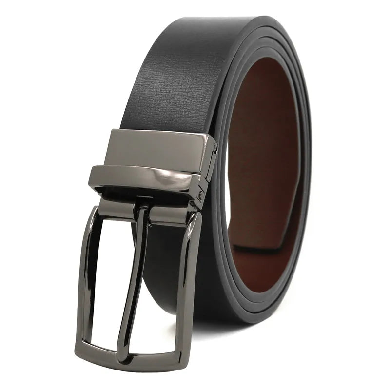 LQbelt Men's Pin Buckle Belt Genuine Leather Reversible Belts for Male Rotating Buckle Wholesale Factory Custom LOGO