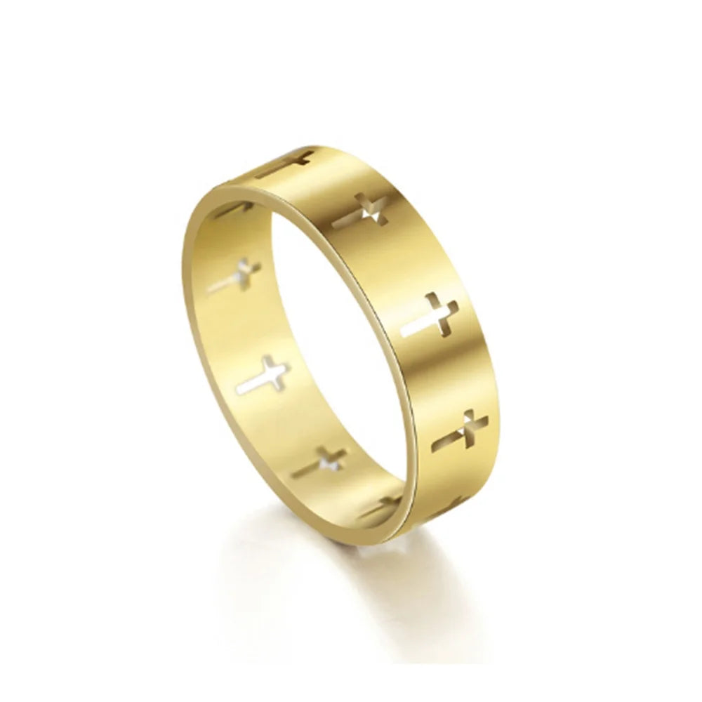 Christian Rings Anillo Hombre Punk Gold Ring Designs for Boys Christian Religion Jewelry Gold Plated