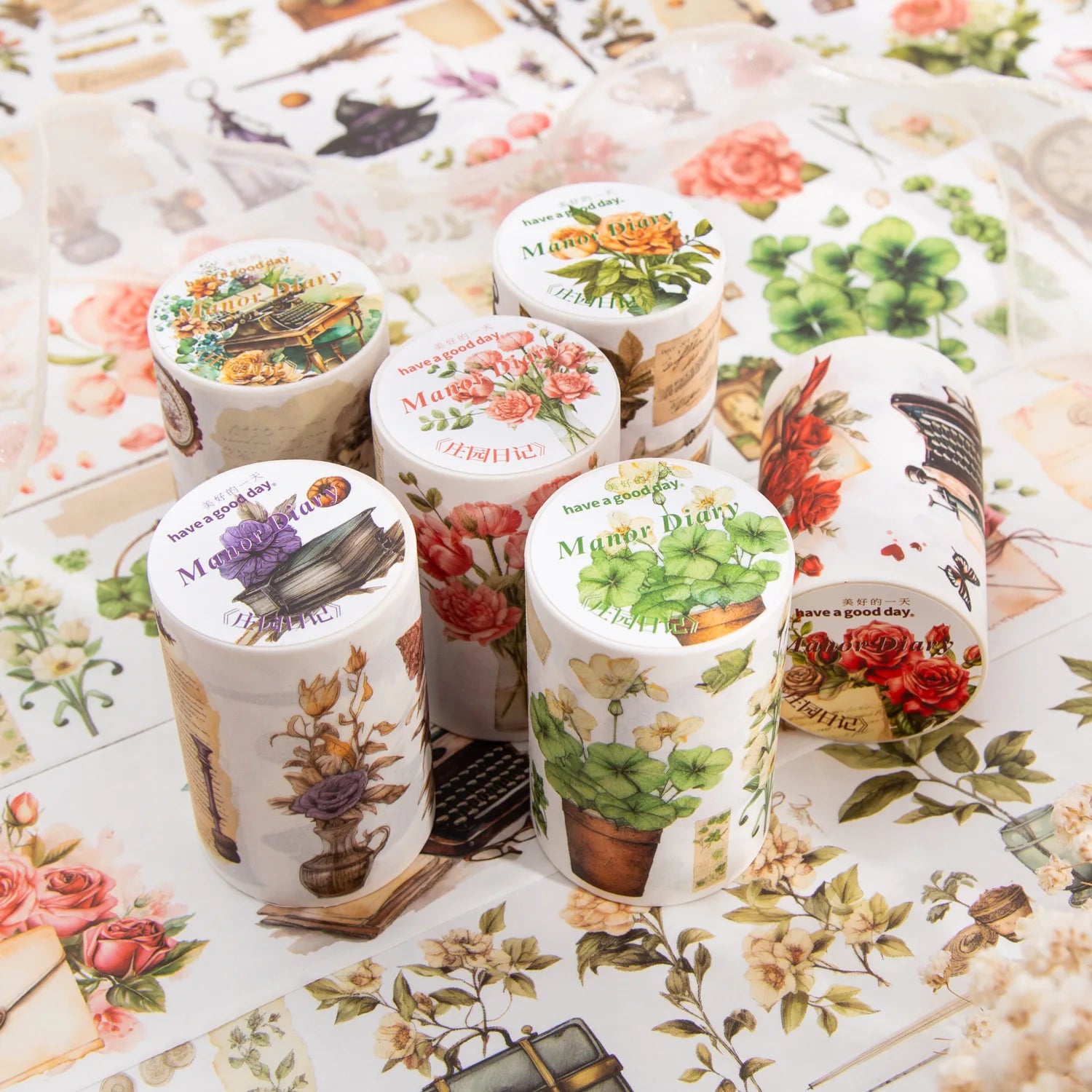 2M/Roll Tape Manor Diary Series DIY Material Decorative Recycled Stickers