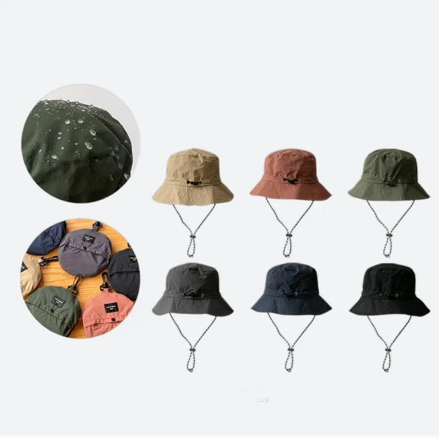 Waterproof Fisherman's Hat Can Store Bag Thin Hiking Adjustable Bucket Hats With String Water Proof Bucket Hats