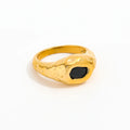 High End 18K Plain Gold Irregular Black Zirconia Chunky Rings Stainless Steel Trendy Simple Gold Plated Jewelry