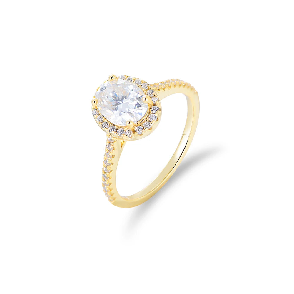 Diamond Ring Gold Customization Minimalist Design 925 Sterling Silver Oval Engagement Wedding 30 Women's Zircon Round Ring