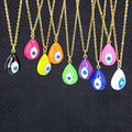 NS1191 Trendy Enamel Evil Eyes Pendant Women Necklacefashion Water Proof Stainless Steel O Chain Enameled Eyes Ladies Necklace