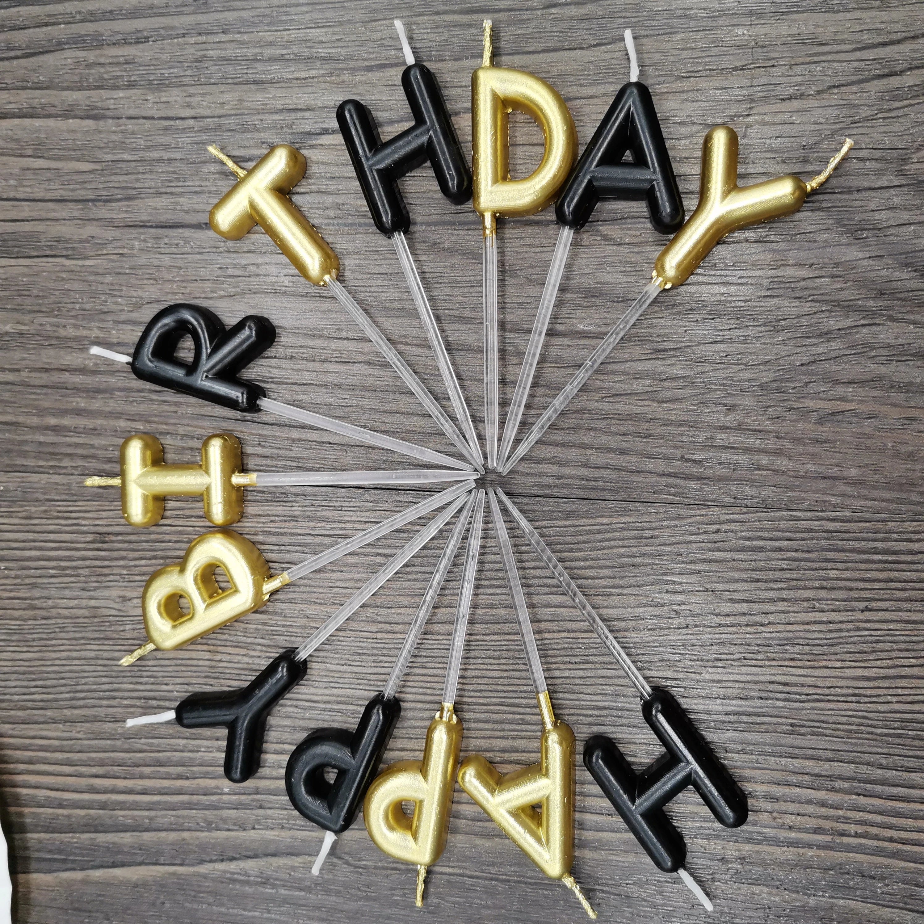 Factory Price Metallic Color Letter Happy Birthday Cake Candles