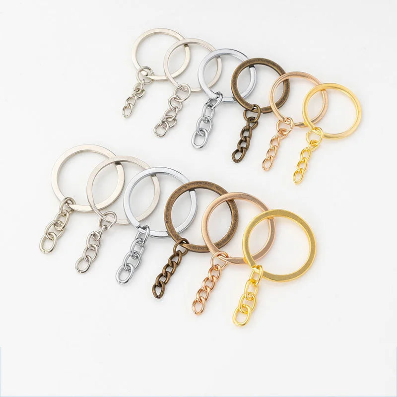 Wholesale DIY Metal Keychain Accessories 25mm 30mm Split Connecting Round Key Rings with Chains