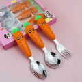 Modern Silver Radish Handle Spoon and Fork Gift Set Stainless Steel Children Kids Cutlery Set With Case