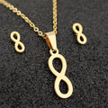 Infinity Symbol Pendant Necklace Custom Design Jewelry Set for Women Zircon Earrings Jewelry Set