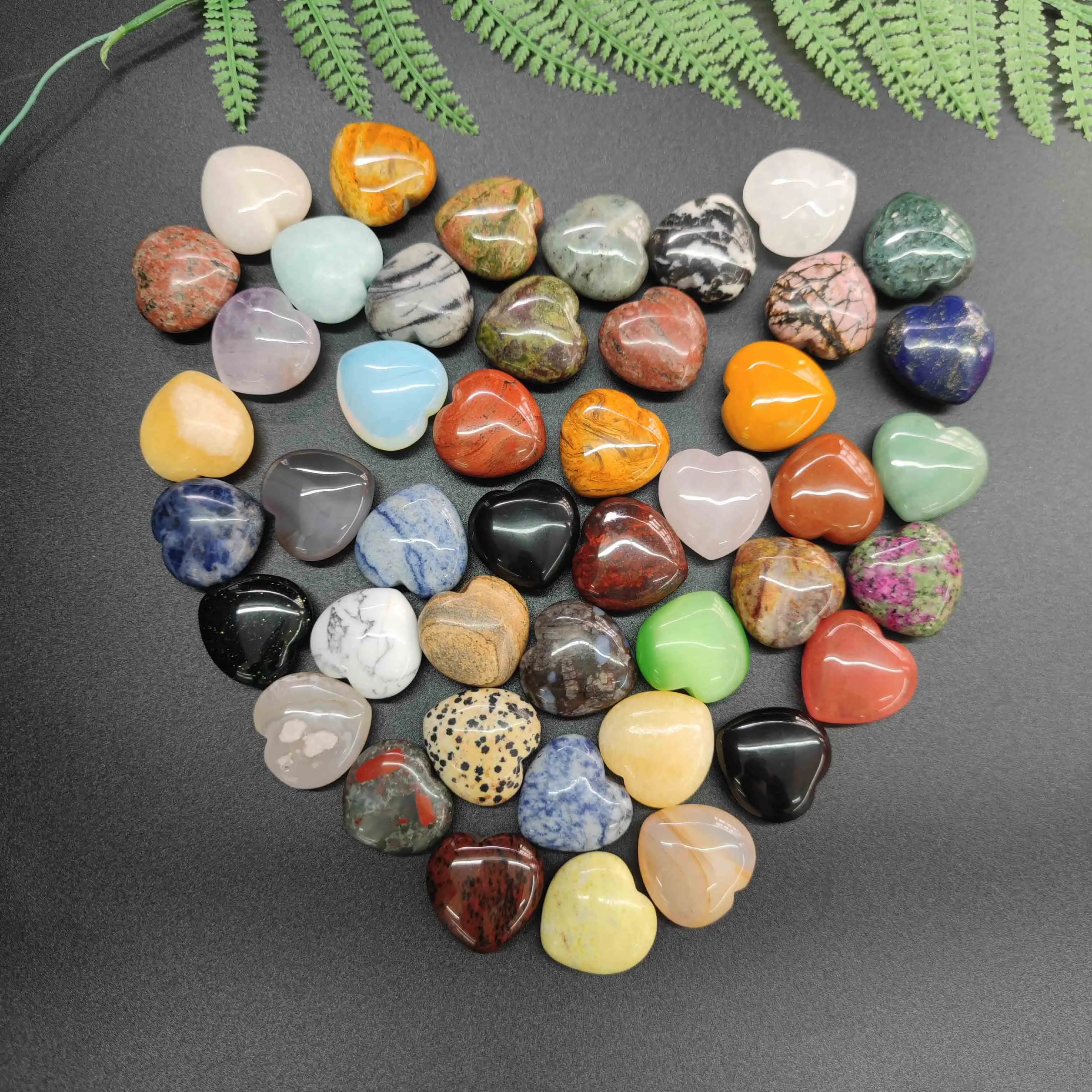 Bulk 30mm Wholesale Heart Shaped Love Stones Gemstones Mixed Color Healing Crystal Stone Hearts