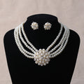 Fashionable Exaggerated Multilayer Imitation Pearl Choker Earring Jewelry Set Bridal Necklace Dress Accessories for Women's