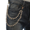 White Disco Ball Beaded Layered Pendant Bag Jeans Pocket Belt Necklace Chains Rhinestone Beads Wallet Chain for Men Woman