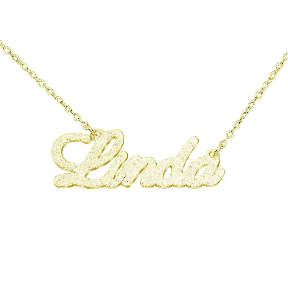 Qiuhan OEM/ODM  Customized Micro-Inlaid Zircon Letters Pendant Clavicle Custom Name Matte Gold Necklace