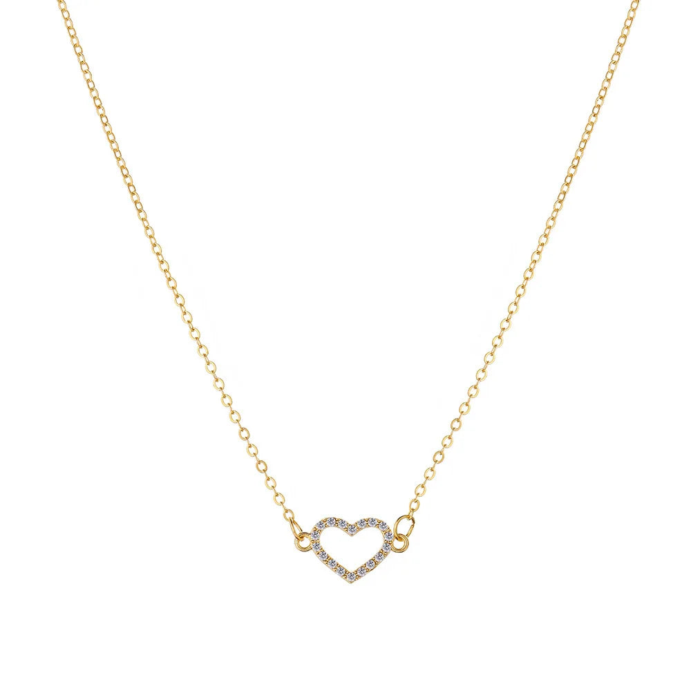 Korean Fashion Necklace for Women Heart Necklace Crystal Necklace Pendantm Temperature Clavicle Chain Birthday Party Jewelry
