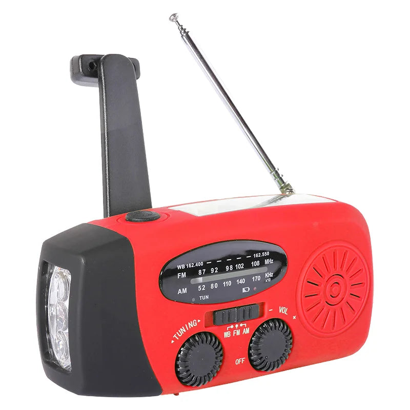 Kongbo Outdoor Emergency Crank Radio with AM/FM/NOAA Hand-Cranked Power Solar Flashlight Generator LED Flashlights for Tours