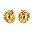 Wholesale Retro Vintage Fine Jewelry 18K Gold Plated Twist Beads Geometric Earrings Waterproof Studs Earrings for Women
