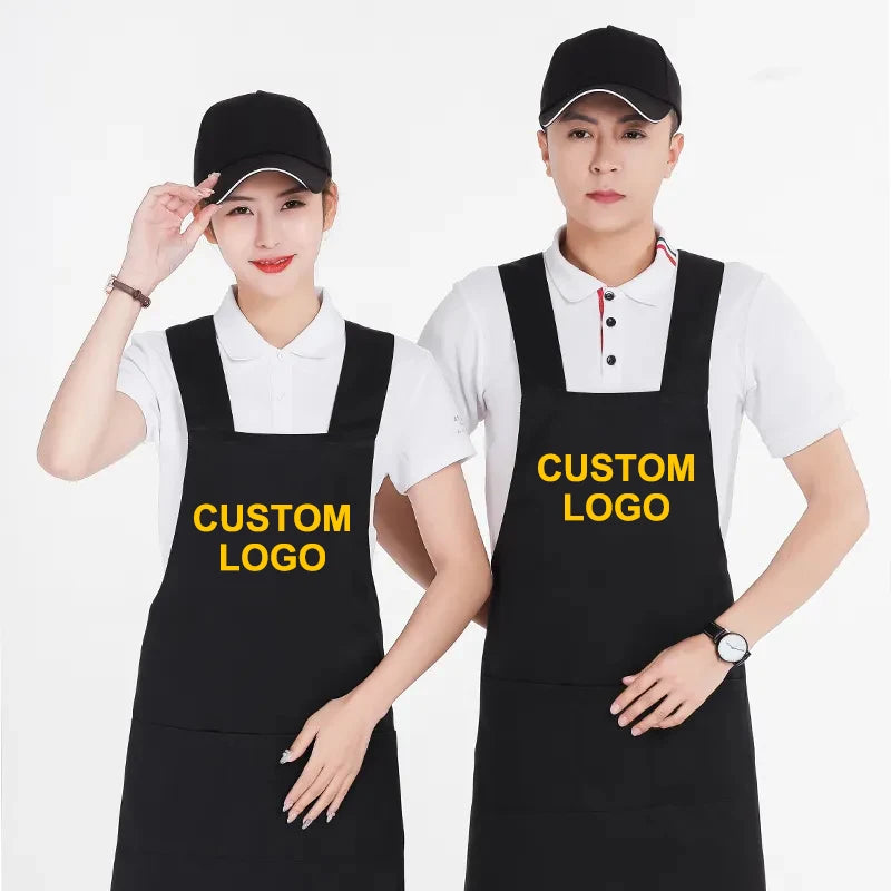 Restaurant 100% Polyester Women's Custom Logo Bar Apron Waitress Waiter Uniform