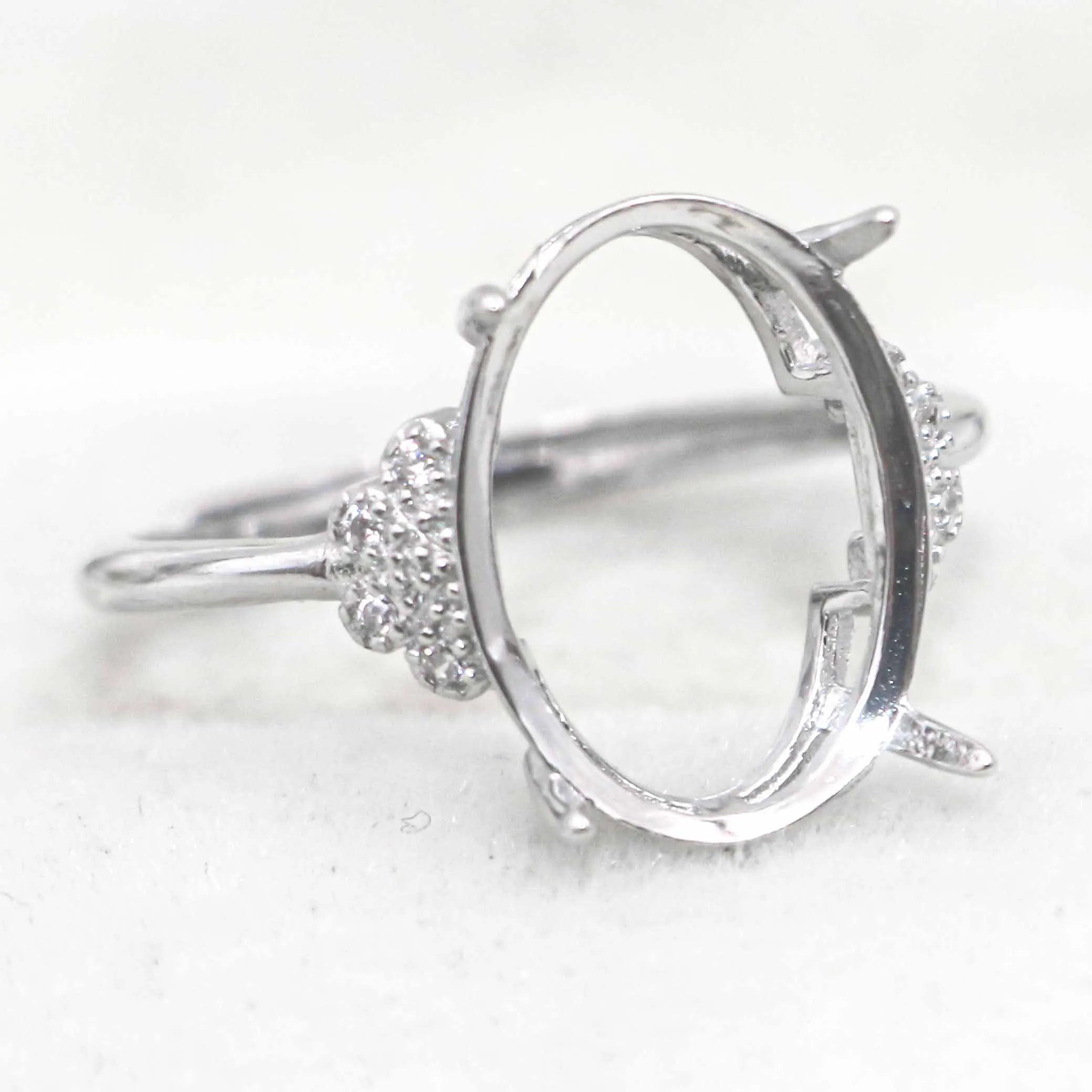 Sterling Silver 10*14mm Semi Mount Ring Empty Frame Blank Support Setting S925 Base Holder Without Center Stone for DIY Inlay