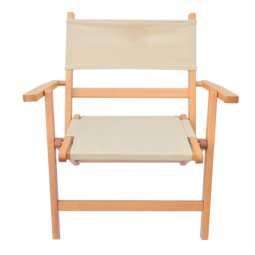 Solid Wood Director's Stool - Portable Foldable Wood Beach Chair for Outdoor Camping & Coffee Shop