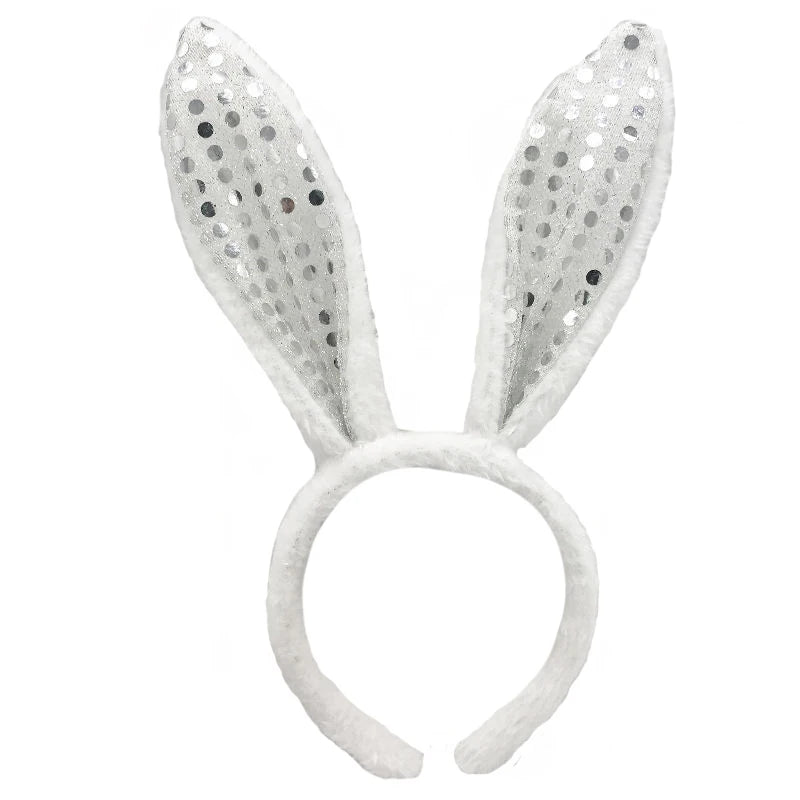 8-Color Rabbit Ear Sequin Bunny Headband Beautiful Cute Graduation School Headpiece for Easter Party and Valentine's Day