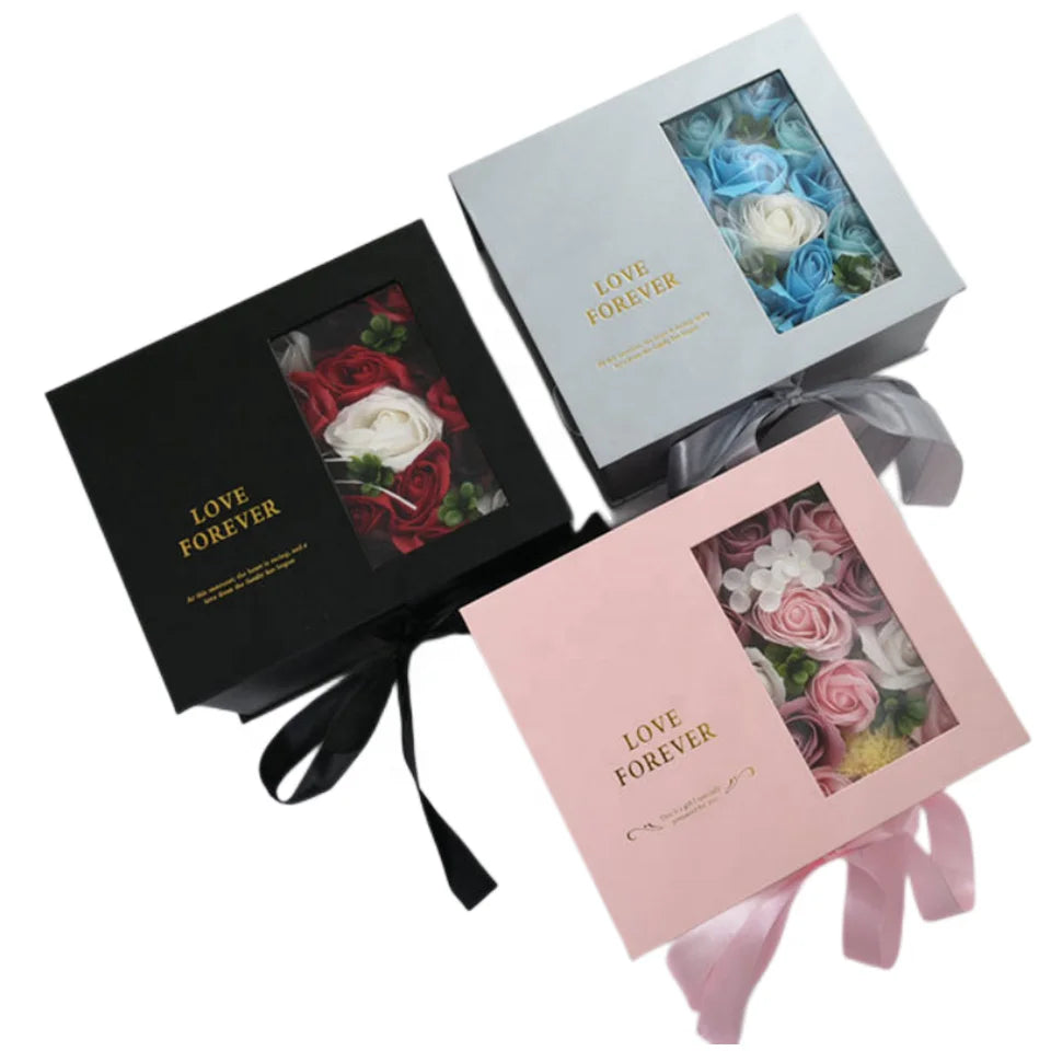 In Stock  Mothers's Day Gift Box  Strong Paper Luxury Flower Gift Box Rose Packaging Empty with Paper Bag
