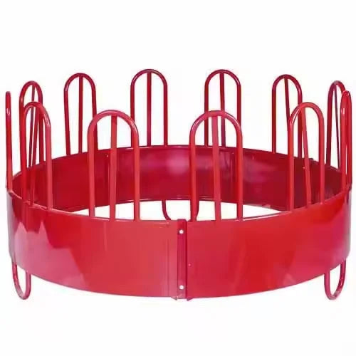 3 Piece Galvanized Round Hay Feeder Assembled Cattle Calf Round Bale for Farm Fencing & Stables