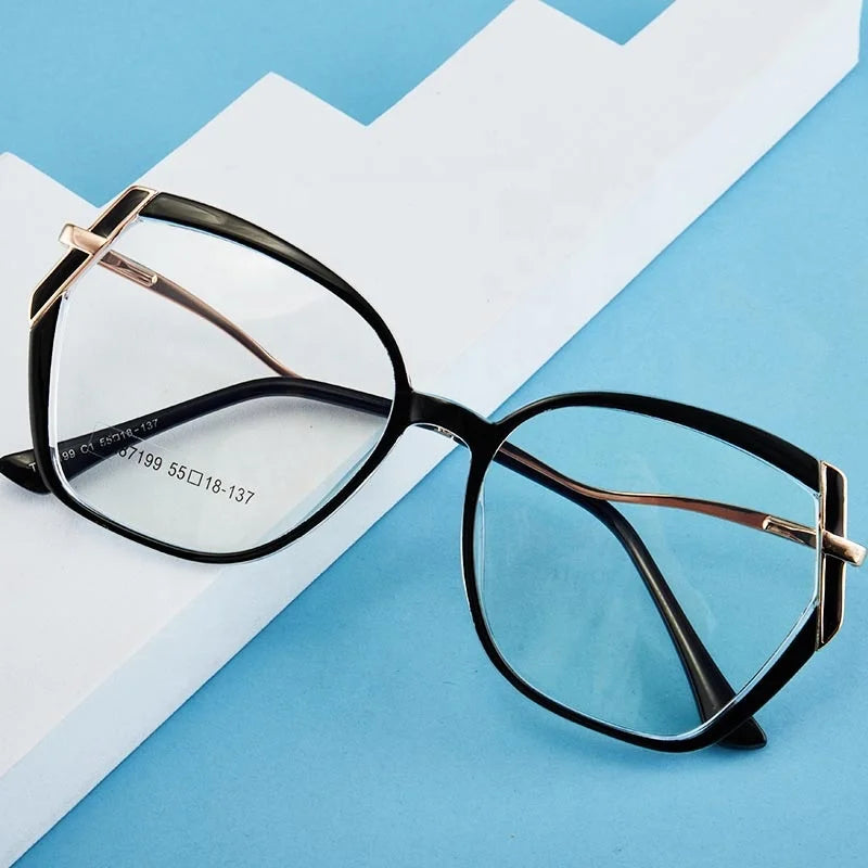 Jiuling Eyewear Zhejiang Fashion Big Tr90 Frame Uv400 Anti Blue Light Lens Glasses Oversized Round Eyeglass Frames Lunette Femme