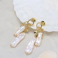 RINNTIN GPE86 14K Gold Plated Luxury Biwa Pearl 925 Sterling Silver Jewelry Natural Irregular Pearl Earring for Women