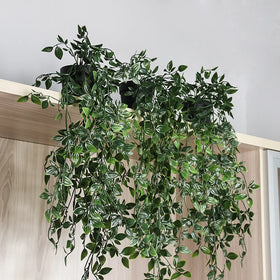 D079 Artificial Flowers Hanging Plant With Plastic Pot Real Touch Soft PVC Hanging Pot Plants for Home Garden Office Hotel Decor