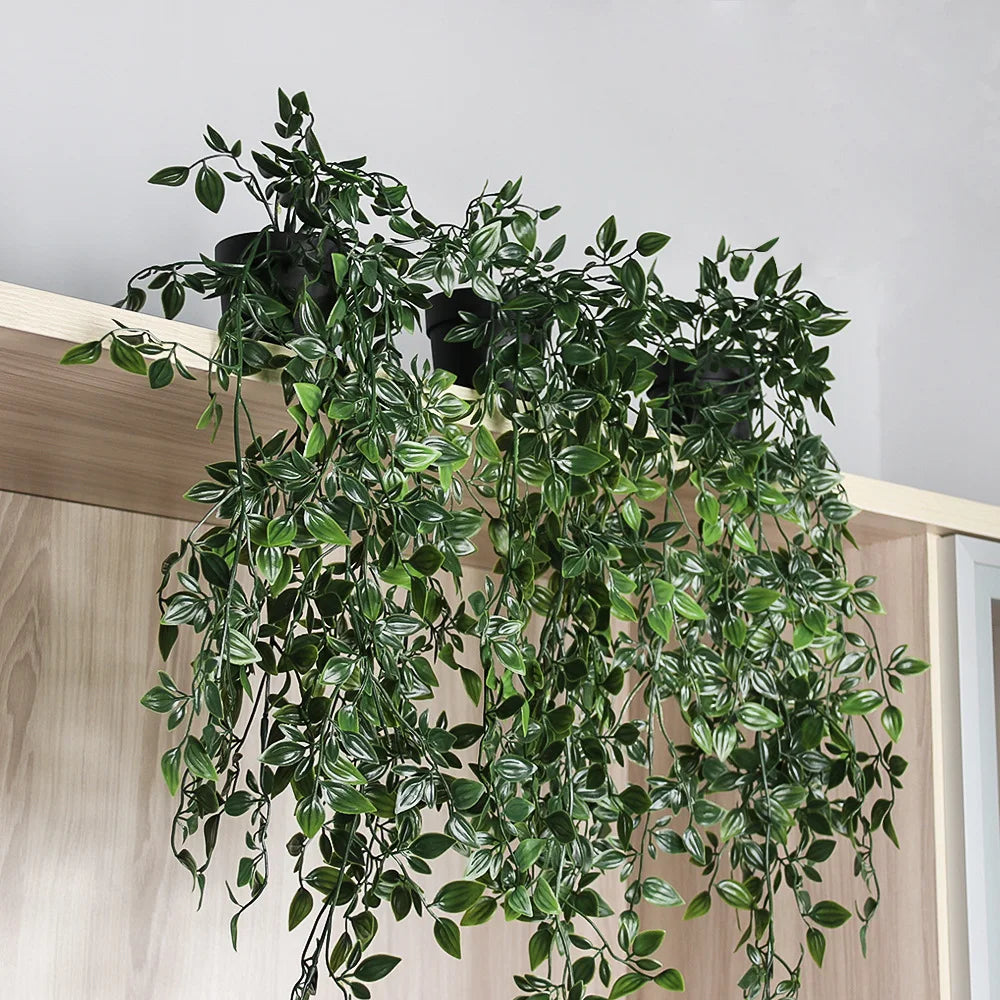 D079 Artificial Flowers Hanging Plant With Plastic Pot Real Touch Soft PVC Hanging Pot Plants for Home Garden Office Hotel Decor