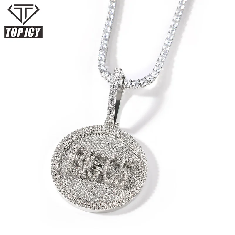 TOP ICY New Arrival Letter Necklace Pendant DIY Splicing Combination Rotating Letter Pendant Hip Hop Name Necklace