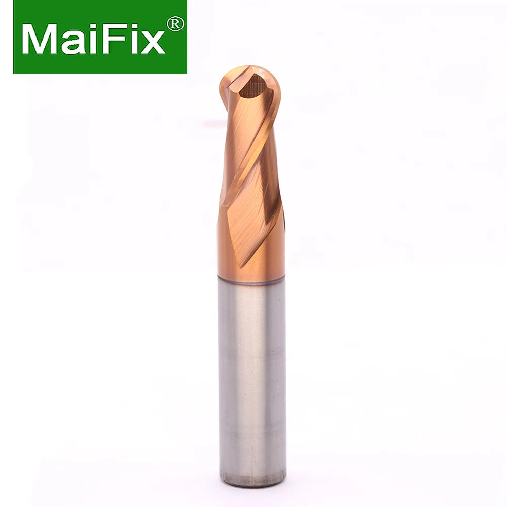 Maifix 2 Flute Cutting HRC55 1mm 2mm 4mm Milling Cutter Lathe Machining Tungsten Steel Sprial Helix Bits Ball Nose End Mill