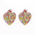 Creative Ethnic Style Female Earrings Colorful Heart Bohemian Square Rice Beads Geometric Handmade for Party and Wedding