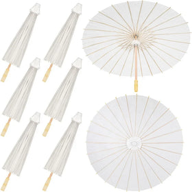 Handmade 84cm Plain White Classic Chinese Wedding Bamboo Paper Umbrella Parasol for Home Decoration