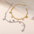 Sun Radiating Light Zircon Adjustable Chain Anklet Figaro Chain Fashion Stainless Steel Jewelry Anklets Beach Holiday Gift