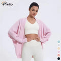 2024 Baggy Bat-sleeved Cardigan Jacket Sports Coat Casual Women's Waist Coat Indoor Loose Crop Cardigan Woman Loose Jacket