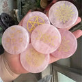 Polished 5cm Diameter Rose Quartz Healing Crystal Stone Beautiful Feng Shui Home Desk Decor Gift Golden Symbol for Divination