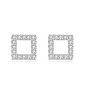 Trendy 925 Sterling Silver Full Diamond square Shape Women Simple Fashion Geometric Stud Earrings