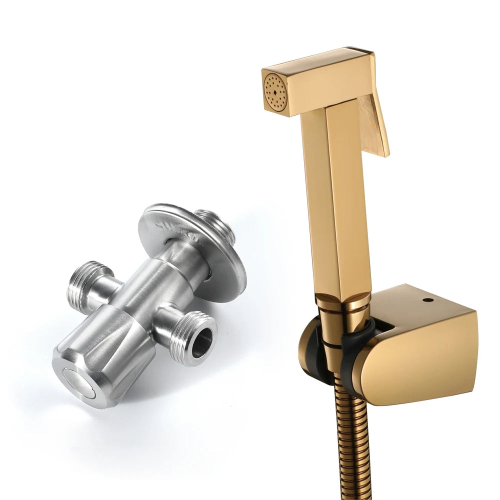 Bathroom Brass Bidet Shattaf Wall-mounted Vertical Spray Toilet Sprayer Kit with Pet & Diaper Sprayer
