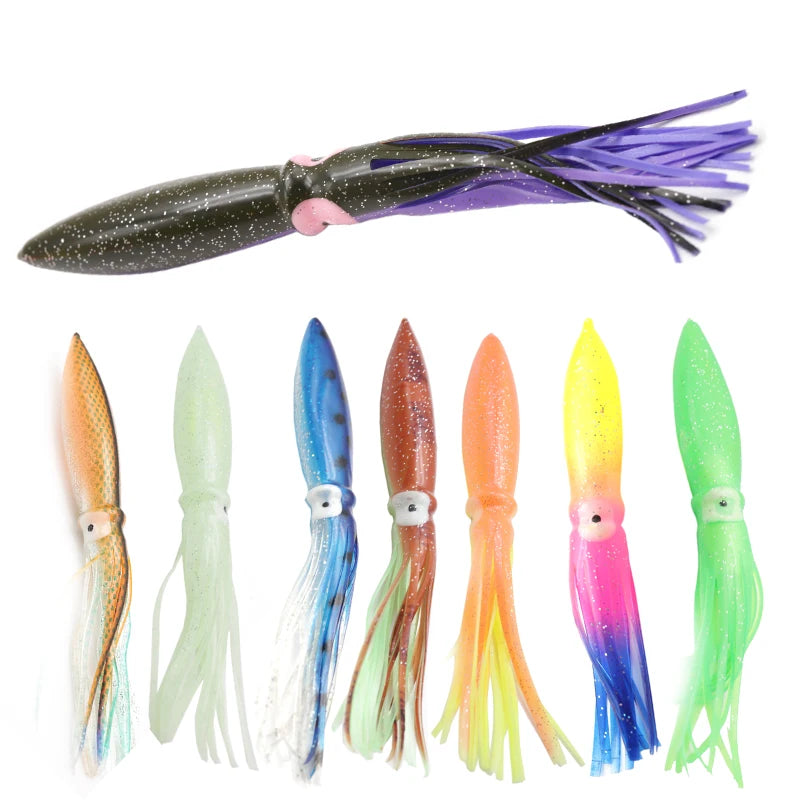 Trolling Bulb Squid Lure 9'' Soft PVC Plastic Calamari Octopus Big Game Offshore Fishing Lure for Lake & Stream