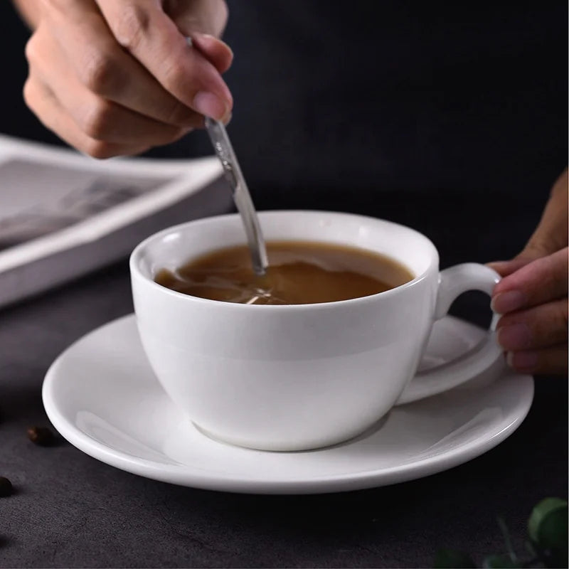 Pure White Creative Simple Ceramic Coffee Cup Saucer Set Ceramic Cup Tableware Household Ceramic Coffee Cup