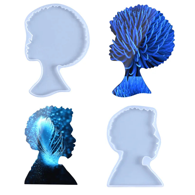Afro Female Male Silicone Resin Mold Large Woman and Man Head Epoxy Casting Molds