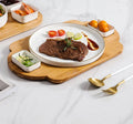 Nordic Eco-Friendly Gold Rim White Ceramic Square Snack Set Plates with Bamboo Tray for Wedding Party GoldField Brand