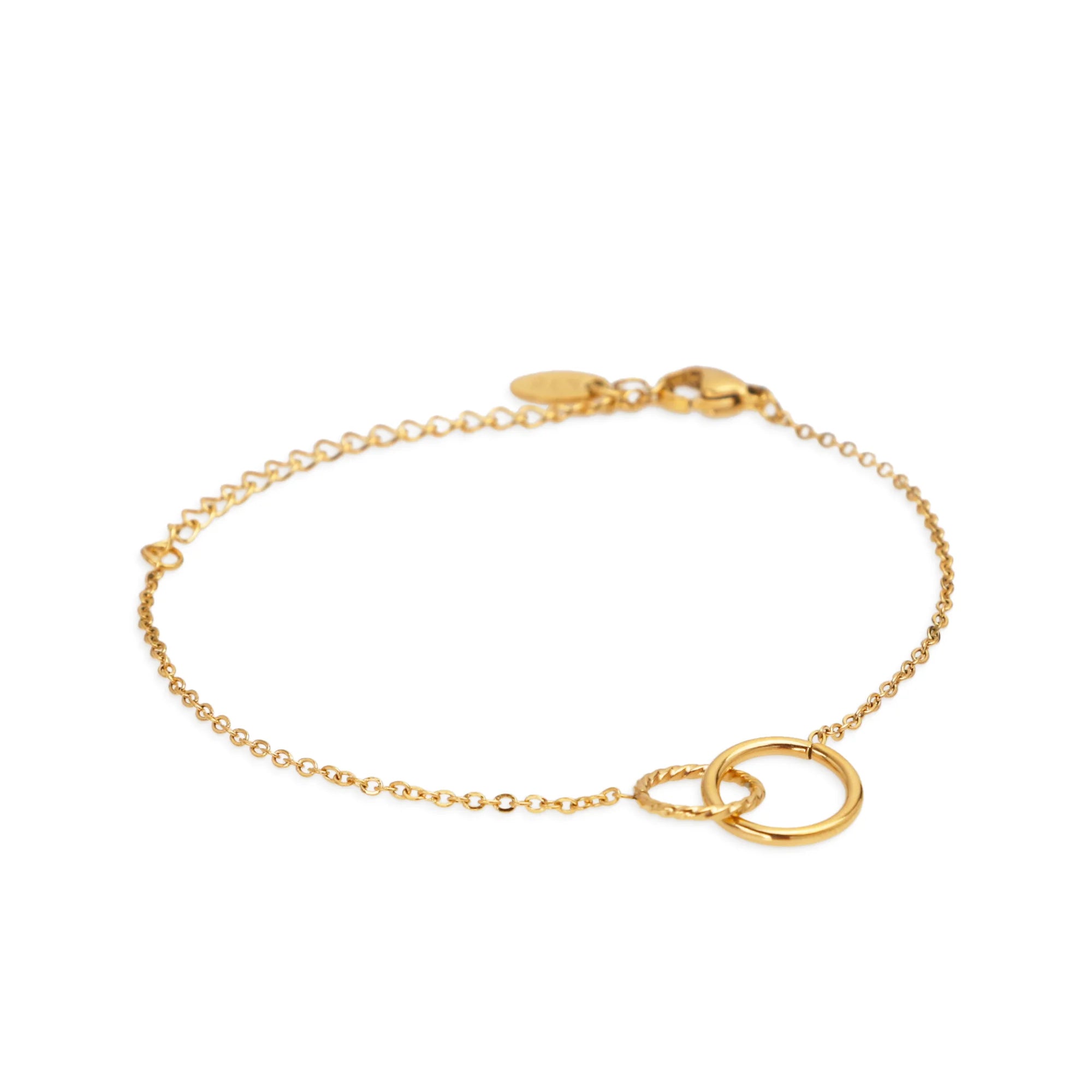 Chris April Non-tarnish 18k PVD Gold Plated 316L Stainless Steel Simple Double Loops Link Chain Bracelets