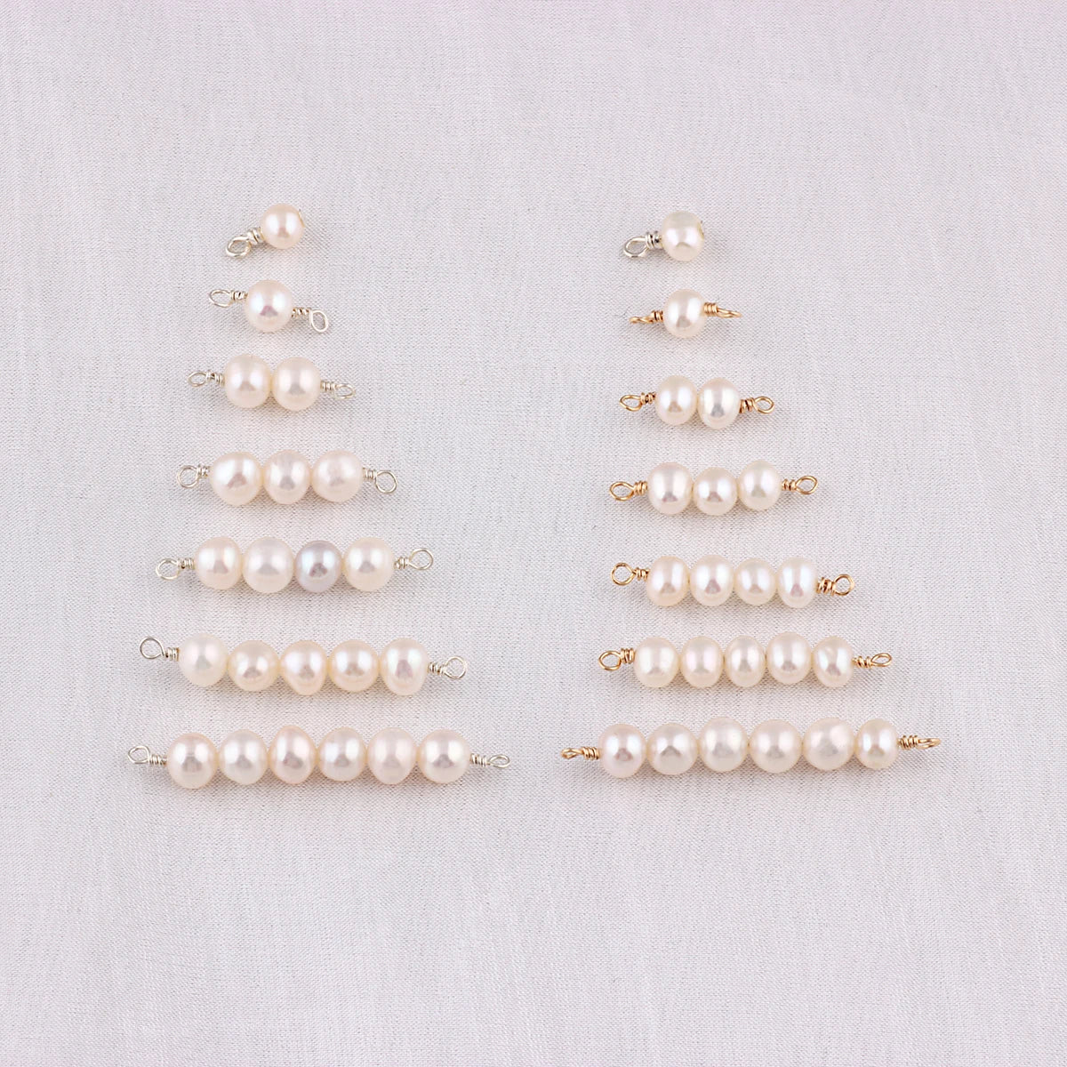 14K Gold Filled Wire 1-6pcs 2-8mm Nearly Round Freshwater Pearl Charm Connectors for Permanent Bracelet Necklace Jewelry Making