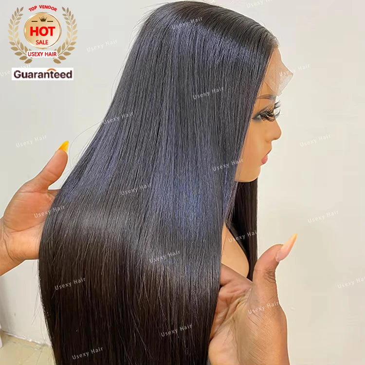 40in Raw Indian Virgin Cuticle Aligned Straight 13x4 Transparent Lace Front Human Hair Wig Lace Frontal Wig for Black Women